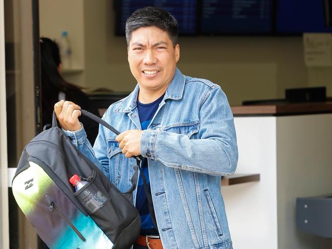 Christian Velarde, who is a personal care assistants at the Southern Cross Care Pearl aged care home when Barbara Francis was a resident in 2018. Pictured outside court during the Coronial Inquest into the death of 78-year-old Barbara Francis. Picture: Glenn Campbell