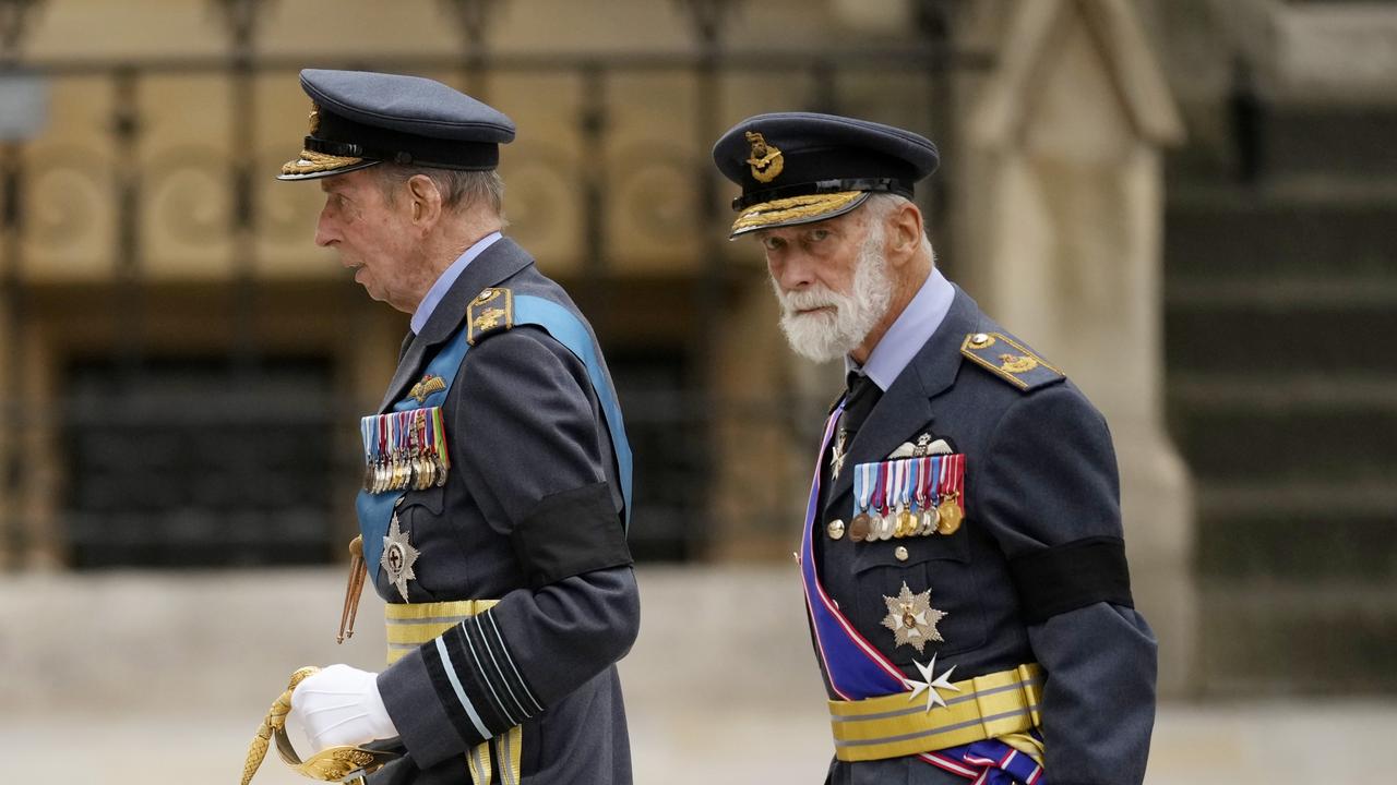 Duke of Kent, Prince Edward and Prince Michael of Kent arrive at Westminster Abbey.