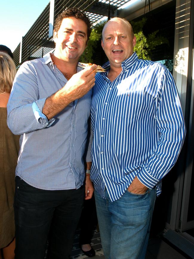 Garry Lyon and Billy Brownless at the Southern Cross Austereo launch in South Melbourne.