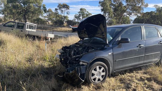 Two car crash on the intersection of Thulimbah School and Amiens Roads. Photo: Madison Mifsud-Ure / Stanthorpe Border Post