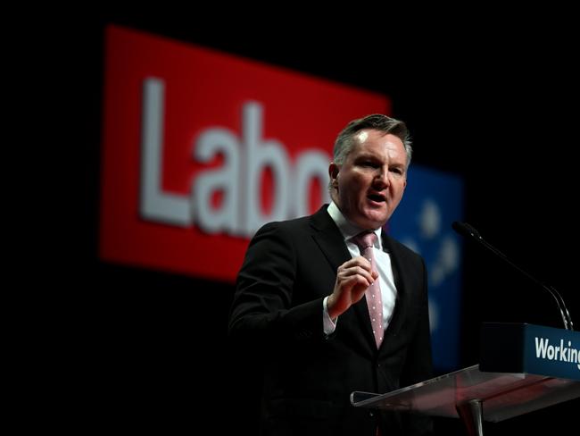 BRISBANE, AUSTRALIA - NewsWire Photos - AUGUST 17, 2023.Federal Minister for Climate Change and Energy Chris Bowen speaks at the 49th ALP National Conference 2023 in Brisbane. Picture: Dan Peled / NCA NewsWire