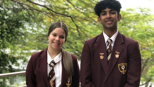 St Peters Lutheran College, Springfield captains, Adam Varghese and Zoe Clift. Picture: Contributed
