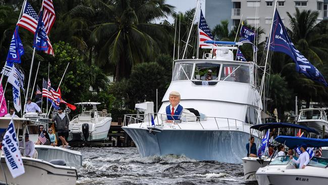 Supporters of Donald Trump participate in a boat rally in Fort Lauderdale, Florida. Picture: AFP