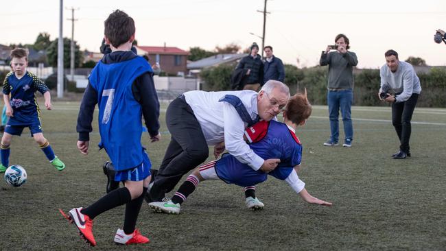 … he thumps into the boy, called Luka. Picture: Jason Edwards