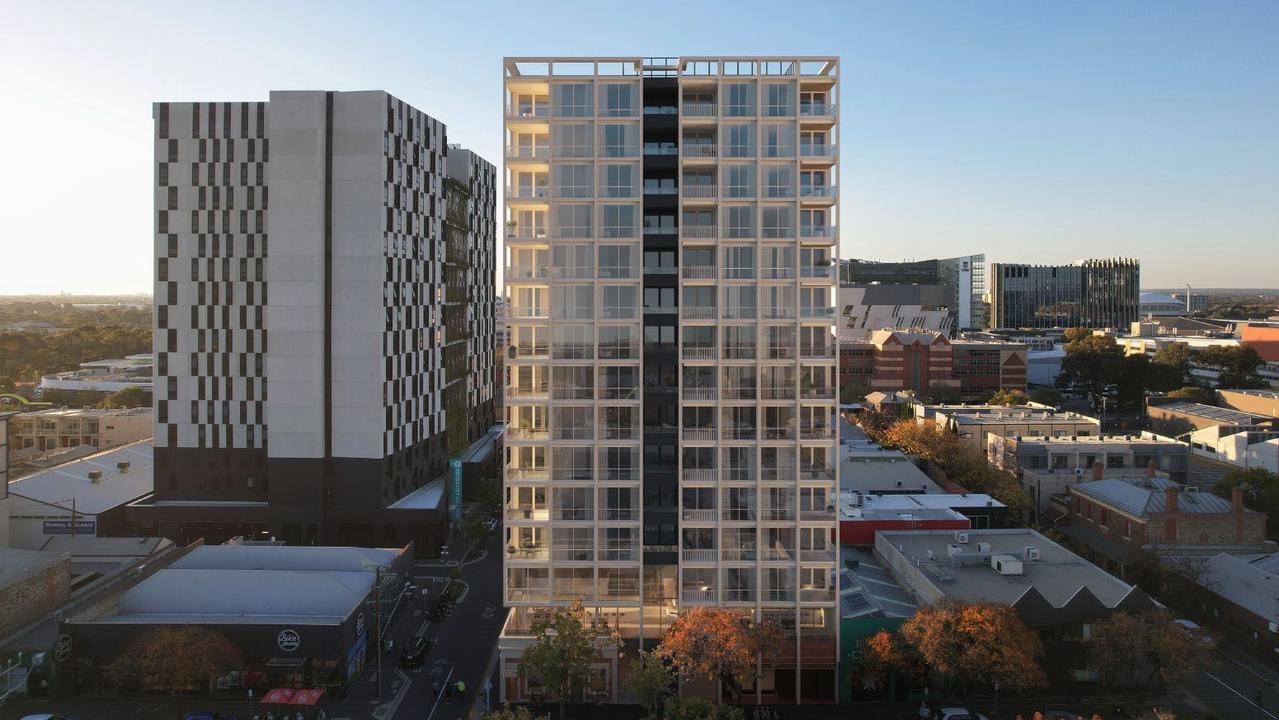 Artist impression of a proposed 15-storey apartment building for 262-268 Waymouth St in Adelaide's CBD, which would create 50 homes. Picture: SMFA