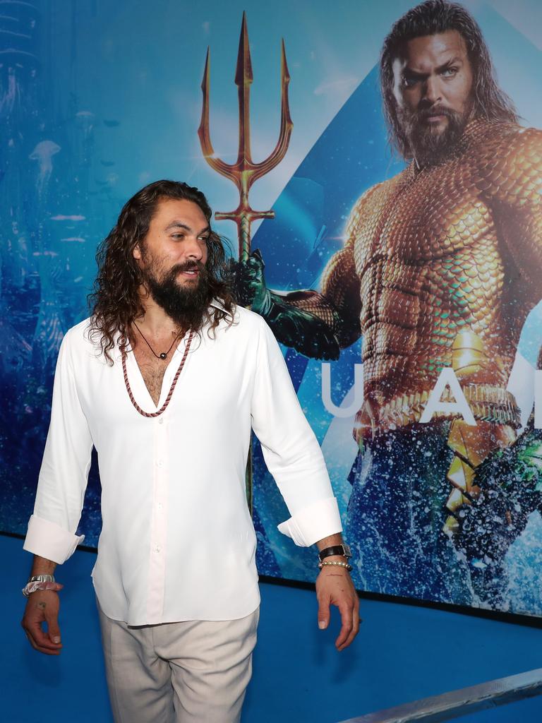 Jason Momoa at the Australian premiere of Aquaman. Picture: Nigel Hallett