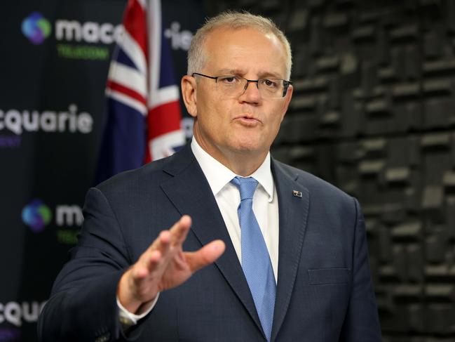 Prime Minister Scott Morrison said the funding meant that next year Lifeline would be able to take an extra 176,000 calls or texts. Picture: NCA NewsWire/Damian Shaw