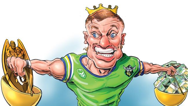 Jack Wighton must weigh up premiership chances with potential earnings. Art: Boo Bailey