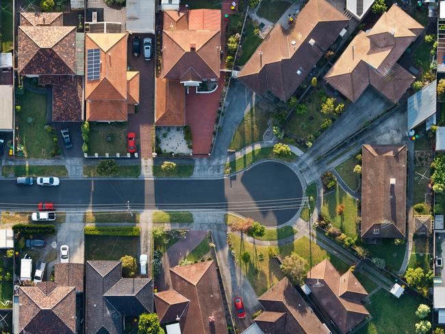 fFying over the suburbs of Melbourne Australia