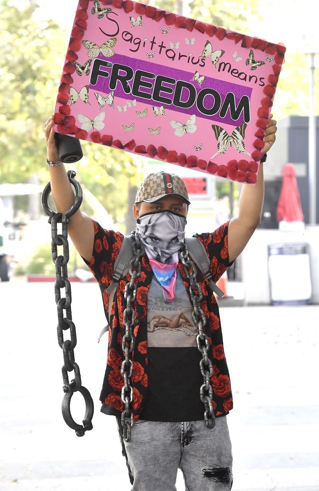 A supporter seen at a #FreeBritney Protest in Los Angeles. Picture: Frazer Harrison/Getty Images/AFP