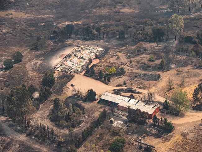 Property damaged by the East Gippsland fires in Sarsfield, Victoria. Picture: AAP, Jason Edwards