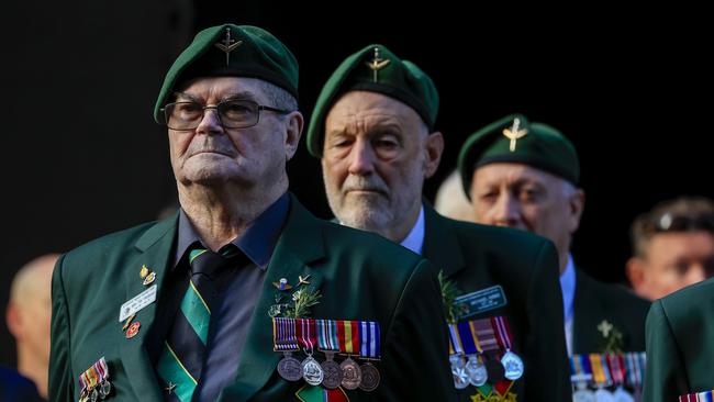 Members of the Commando Association of Australia at the Anzac dawn service at the Martin Place Cenotaph. Picture: Mark Evans/Getty Images