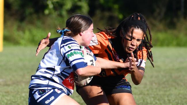 The Herbert River Crushers Women’s team drew 20-20 with Townsville Brothers in a hard-fought contest in Ingham on Saturday. Picture: Cameron Bates