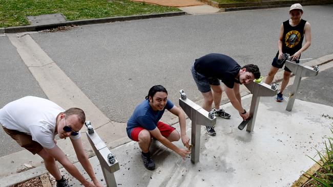 The new bubbler taps at the 1000 Steps are already getting plenty of use. Picture: Steve Tanner