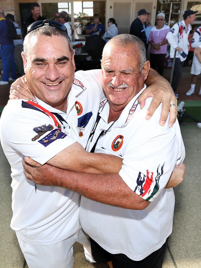 Brad and Barry McDougall celebrate the win. Picture: Tait Schmaal.