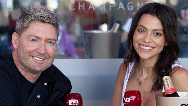 Michael Clarke and Arabella Sherborne at the Australian Open. Picture: Supplied,