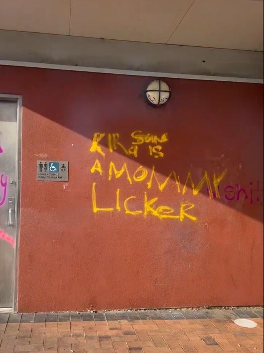 Vandals have left a street in Port Lincoln covered in explicit graffiti. Picture: Facebook