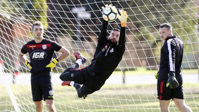 Adelaide United’s Paul Izzo in pre-season training at the Reds’ Elizabeth headquarters. Picture: Sarah Reed