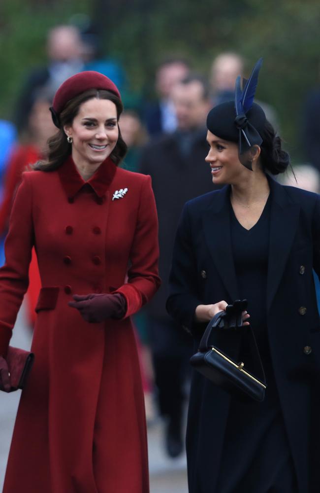 Kate and Meghan were all smiles amid reports they don’t get on. Picture: Getty Images