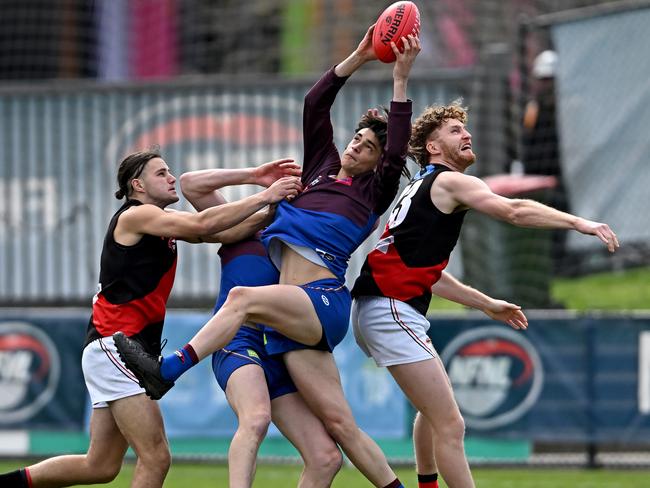 James Kayrooz takes a contested mark for Banyule. Picture: Andy Brownbill