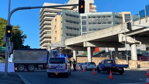 A woman has been killed while crossing the road outside the Royal Brisbane and Women's Hospital at Herston. Picture: Rosanna Kingsun/Twitter