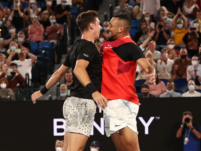 Nick Kyrgios along with doubles partner Thanasi Kokkinakis was a massive draw in 2022. Picture: Michael Klein