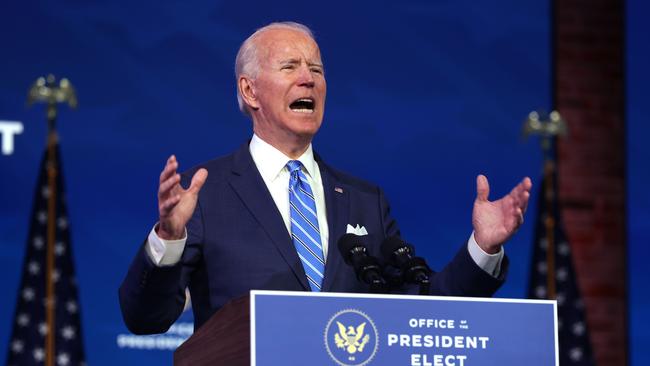 US President-elect Joe Biden speaks as he lays out his plan for combating the coronavirus and jump-starting the national economy. Picture: AFP