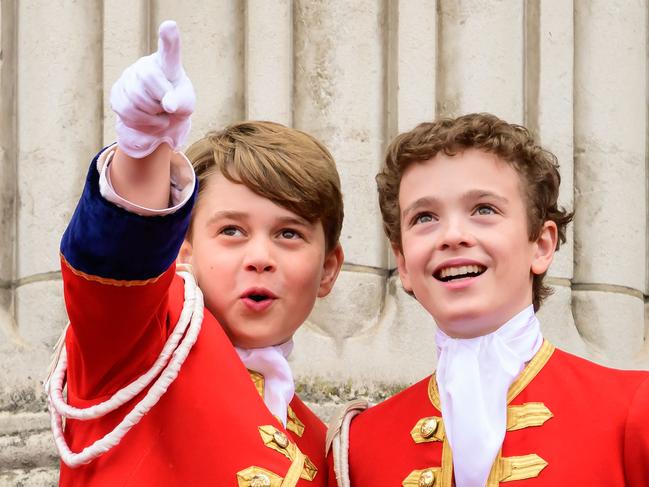 Freddy Parker Bowles, on right, with Prince George at the coronation. Picture: AFP