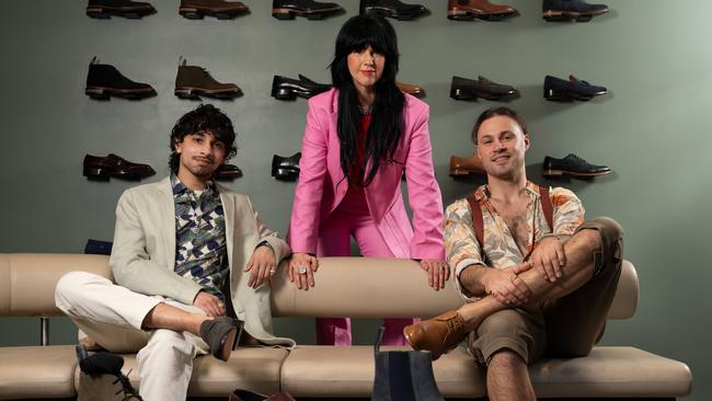 Kennedy Parker’s Jayne-Anne Power with Raed Hanifie and Duncan Berce in her store. Picture: Naomi Jellicoe