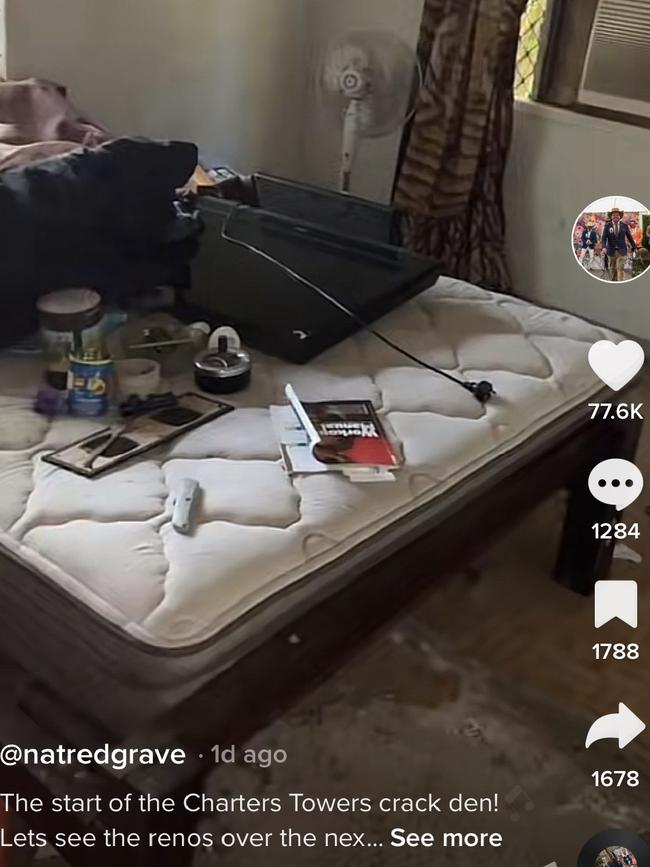 Screenshots from the natredgrave account on TikTok of the Charters Towers property renovation.