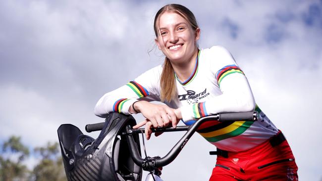 Teya Rufus BMX racing, near  the Anna Meares Velodrome, Sleeman Sports Complex, on Thursday 5th December 2024 - Photo Steve Pohlner