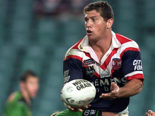 Fletcher playing for the Sydney Roosters against Canberra in 2001. Picture: Gregg Porteous