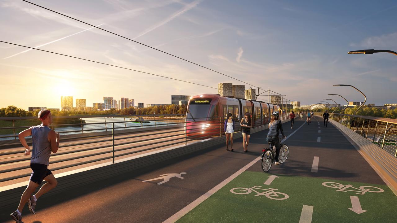 How a bridge near Melrose Park would look if stage two of the light rail proceeded.