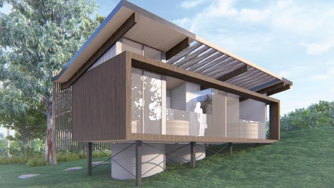 Artist impression of new glamping facilities planned for Two Pines Cafe in the Numinbah Valley of the Gold Coast Hinterland. Picture: Supplied