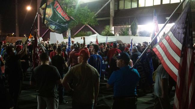 Trump supporters protest the election results at the Maricopa County Elections Department office in Phoenix, Arizona, on Thursday. Picture: Getty Images/AFP