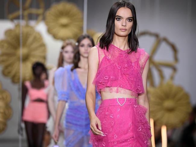 A model walks during the Alice McCall show during Mercedes-Benz Fashion Week Australia, in Sydney 2019. Picture: AAP