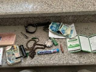 Cash and Mentos mints found inside Yahya Sinwar's hiding place. Picture: IDF.