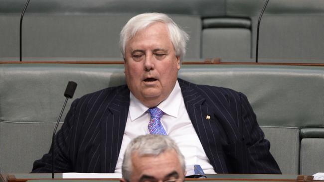 Clive Palmer, who was the Member for Fairfax, shown falling asleep during House of Representatives Question Time in May 2014.