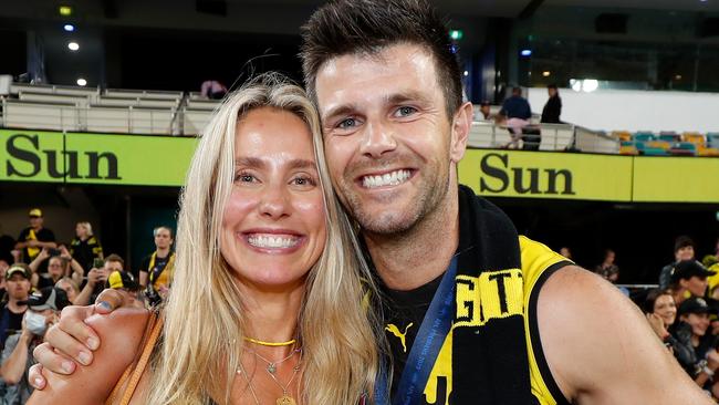 Cotchin’s wife, Brooke, made a very public display backing Danielle Hardwick in her split with the Tigers coach. Picture: Getty