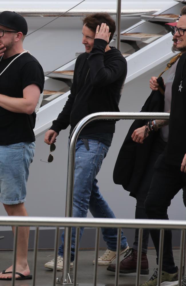 British singer James Blunt boarding the luxury cruiser owned by Stu Laundy’s family. Picture: John Grainger