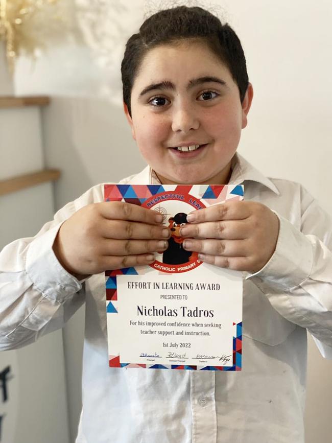 Nicholas miraculously avoided a brain injury in the crash. Picture: Supplied