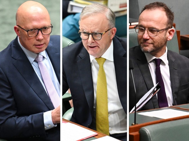 Peter Dutton, Anthony Albanese aned Adam Bandt