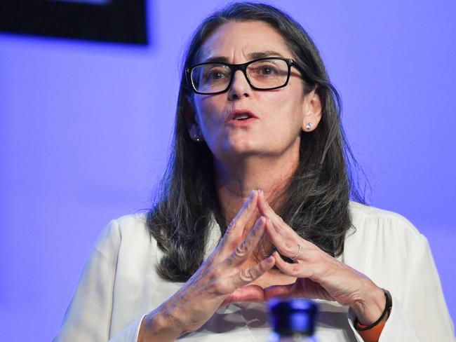 EnergyAustralia MD Catherine Tanna speaks during a discussion forum at the Clean Energy summit at the International Convention Centre in Sydney, Tuesday, July 30, 2019. The Clean Energy Summit is exploring the challenges for Australia's energy system. (AAP Image/Peter Rae) NO ARCHIVING