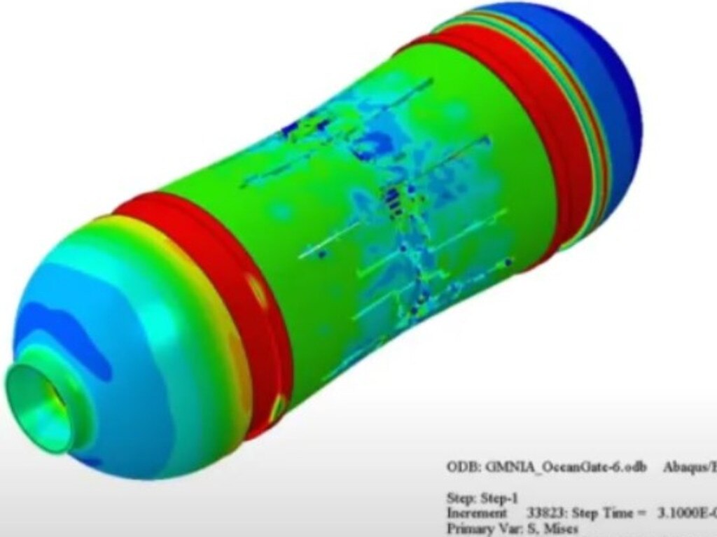 The simulation shows how the Titan would have imploded. Picture: Ronald Wagner/YouTube