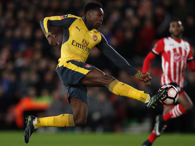 Danny Welbeck scores his team's second goal.