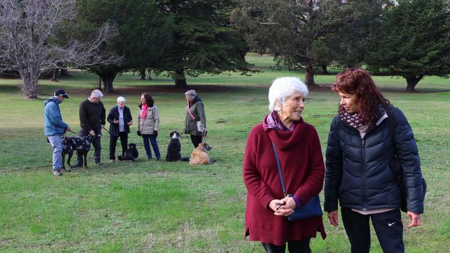 Beth Rees and Karen Crawford Residents of Rosny, on Hobart’s eastern shore, who are fighting plans to convert local parks into an AFL centre. Picture: Matthew Denholm