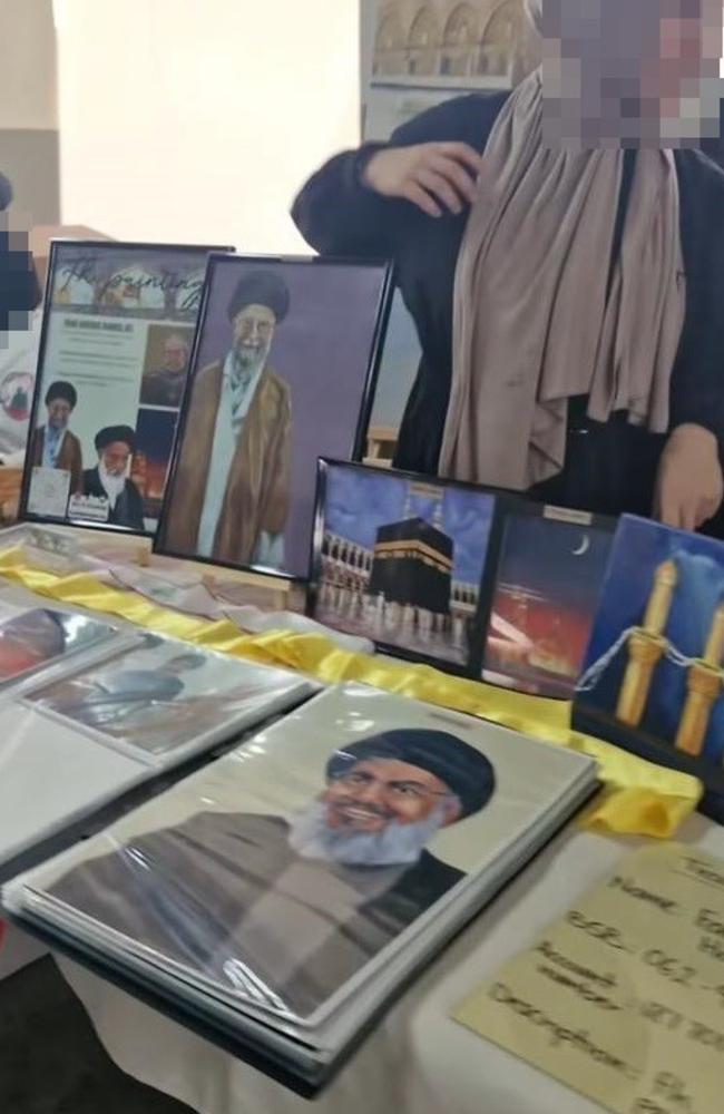 Nasrallah pictures for sale at Al Zahra Mosque. Picture: Supplied