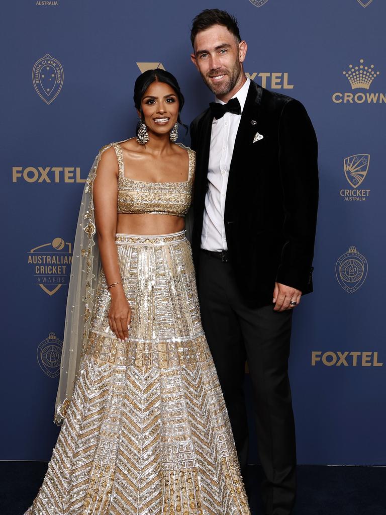 Vini Raman and Glenn Maxwell. Photo by Graham Denholm/Getty Images for Cricket Australia