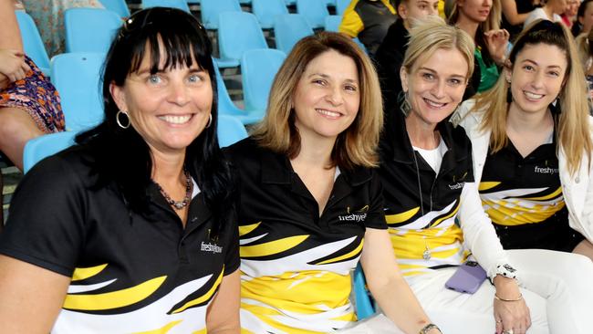 Super Netball game between Fever and Giants at Cairns pop up stadium. Cherie Fapani, Carla Broccardo, Deb Zanoletti and Rikki-Lee Broccardo. PICTURE: STEWART McLEAN