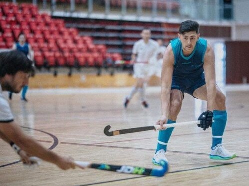 Jackson Willie playing for Australia in the Trans-Tasman Challenge after which the national team for the 2023 FIH Indoor Hockey World Cup was finalised.